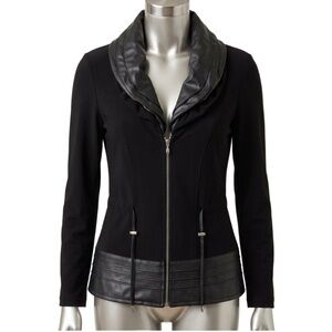 Joseph Ribkoff Black Jacket with Satin Accents, Size US 8.
